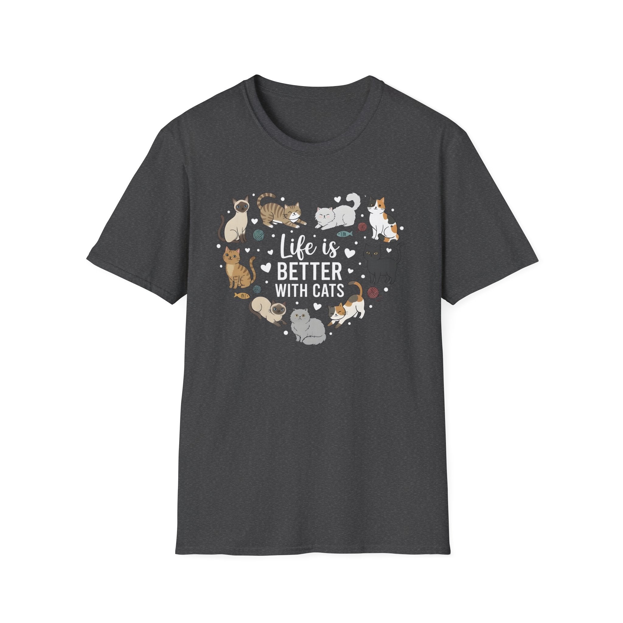 Life is Better with Cats Heart T-Shirt