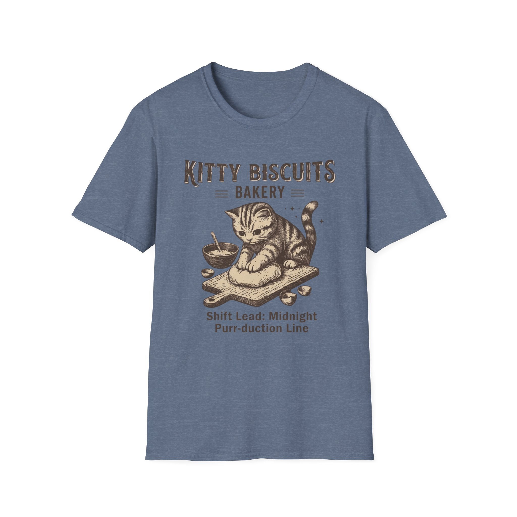 Kitty Biscuits Bakery Purr-duction Line Design T-Shirt