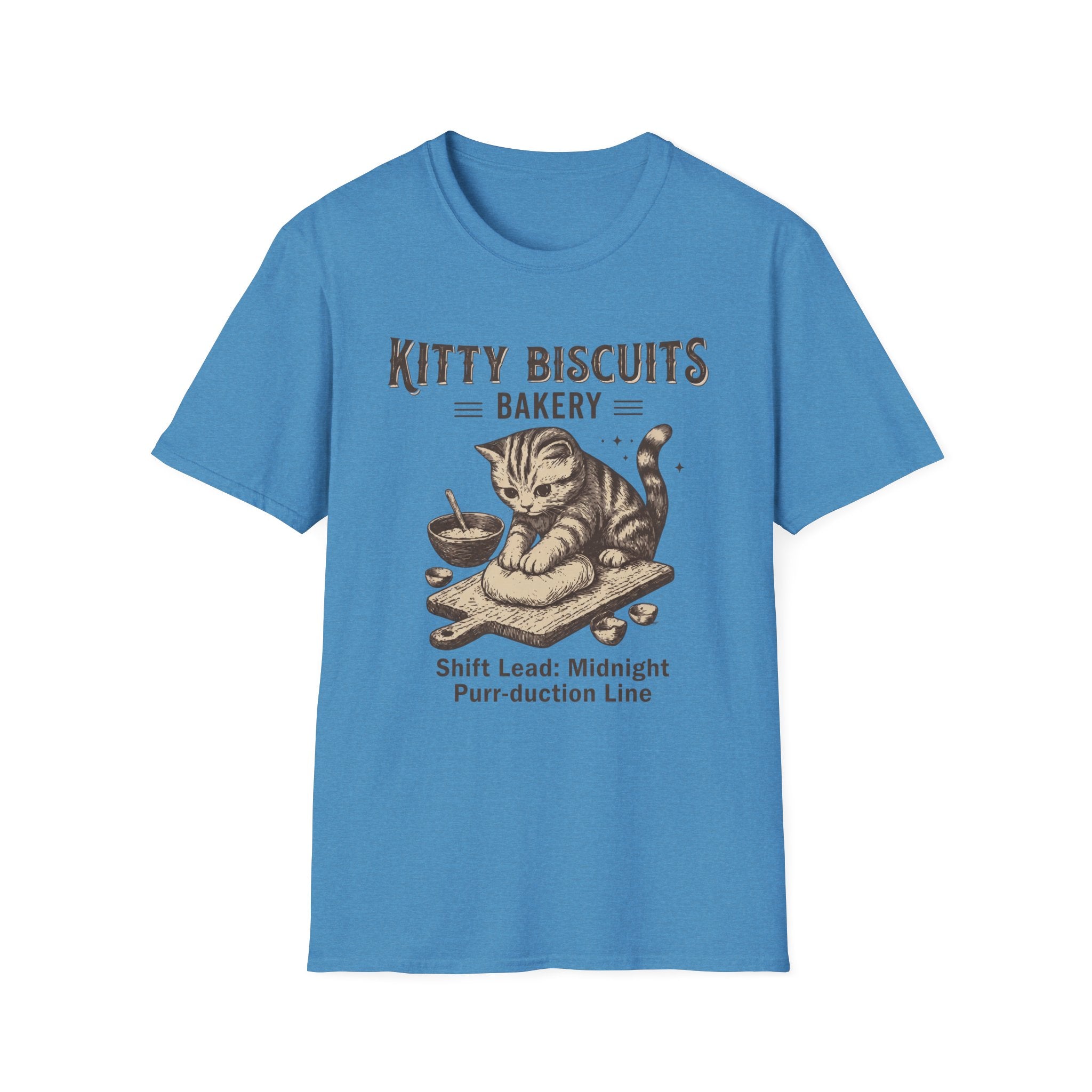 Kitty Biscuits Bakery Purr-duction Line Design T-Shirt