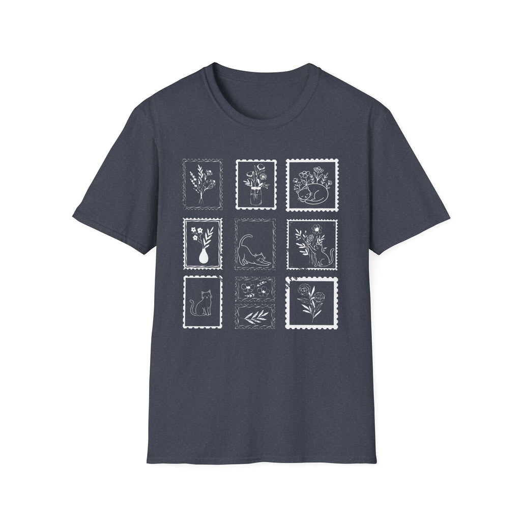 Cats & Plants Stamp Collage T-Shirt