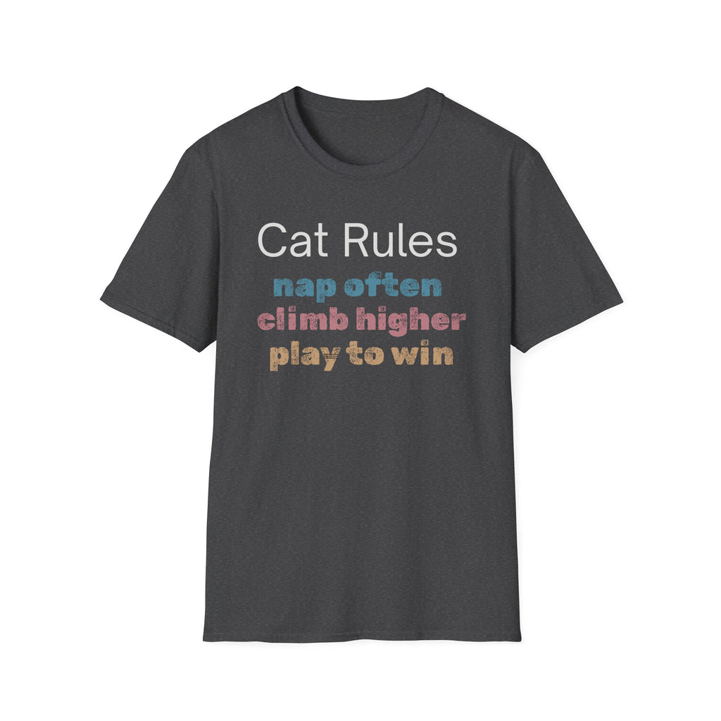 Cat Rules Nap Often, Climb Higher, Play to Win T-Shirt