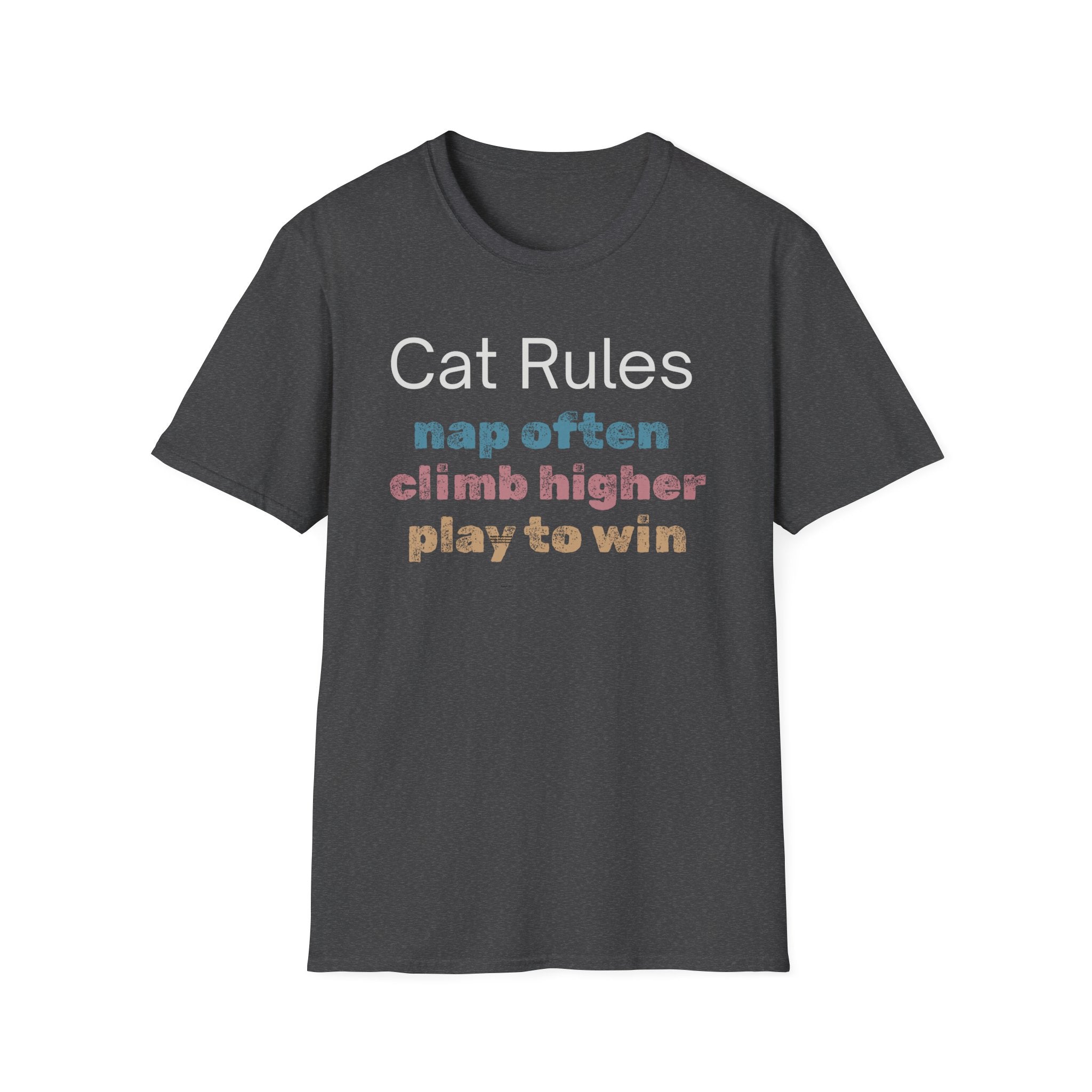 Cat Rules Nap Often, Climb Higher, Play to Win T-Shirt