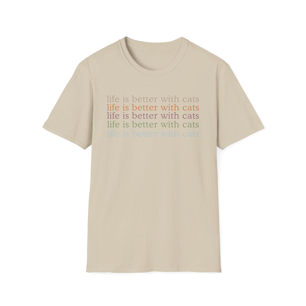 Life is Better with Cats text pattern T-Shirt