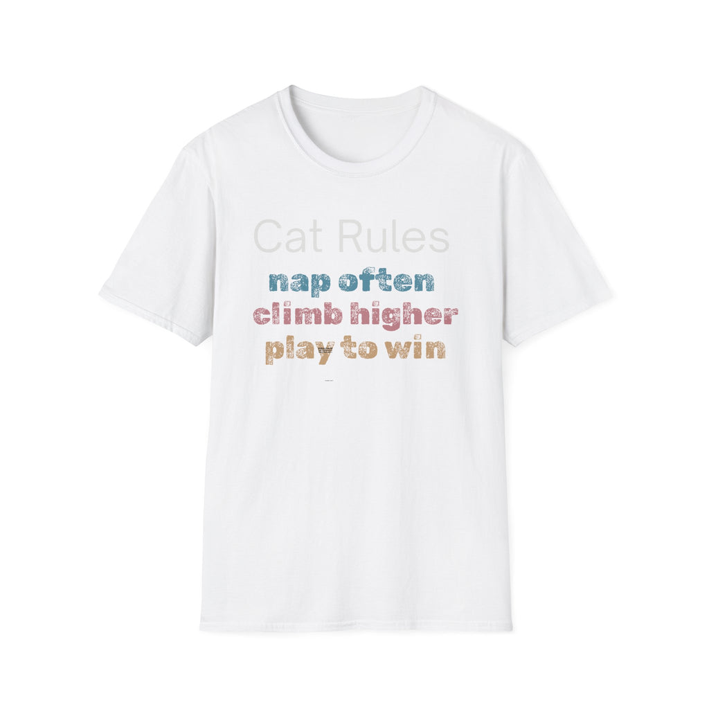 Cat Rules Nap Often, Climb Higher, Play to Win T-Shirt