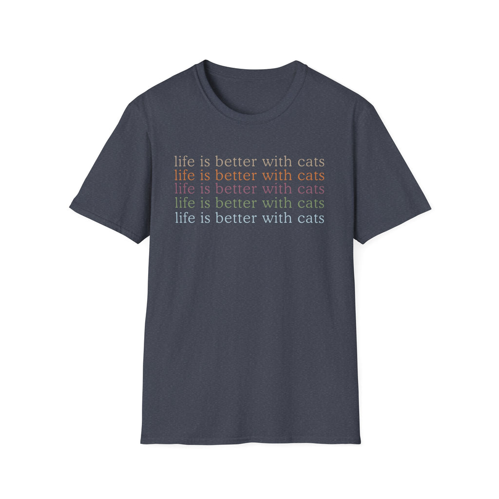 Life is Better with Cats text pattern T-Shirt