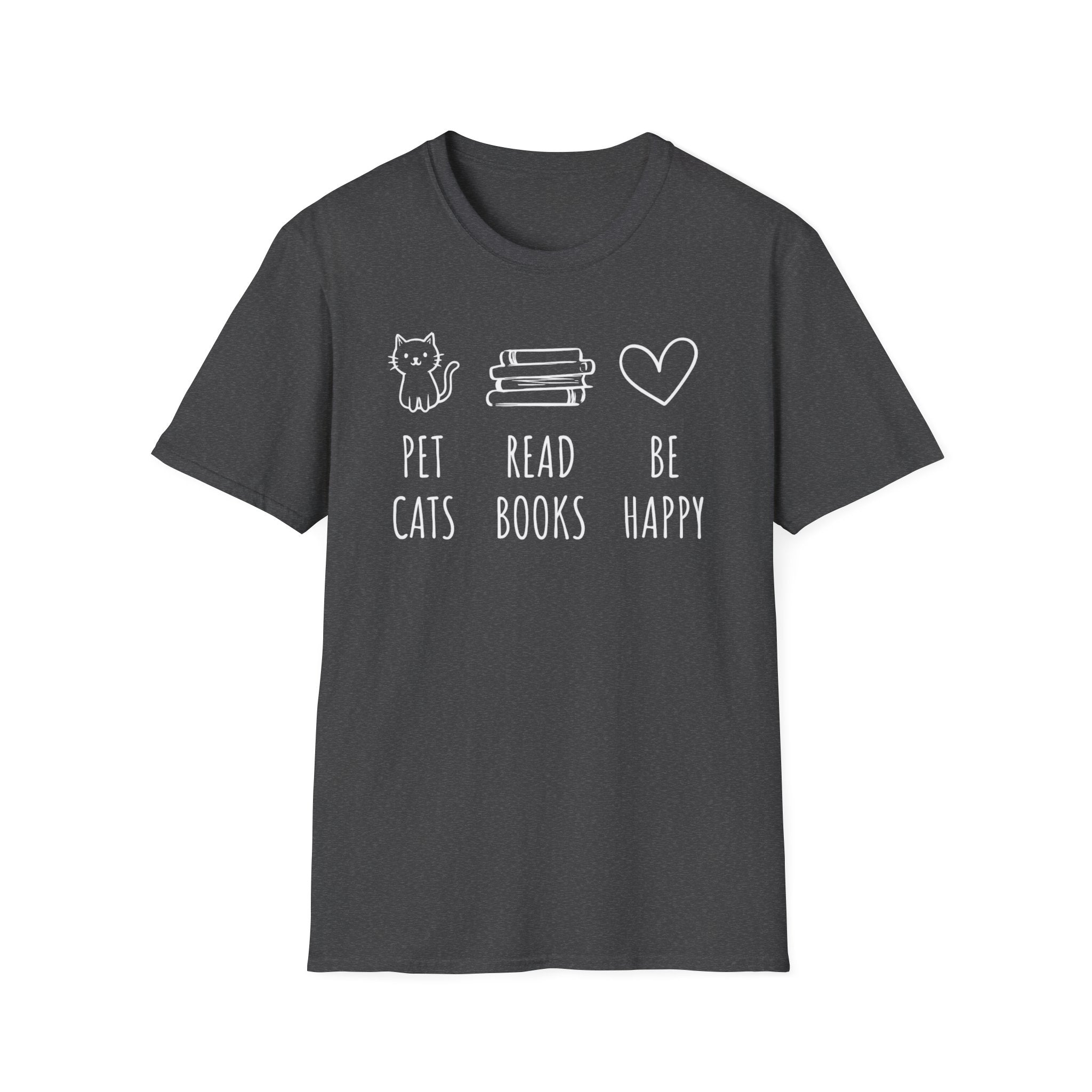 Pet Cats Read Books Be Happy T-Shirt