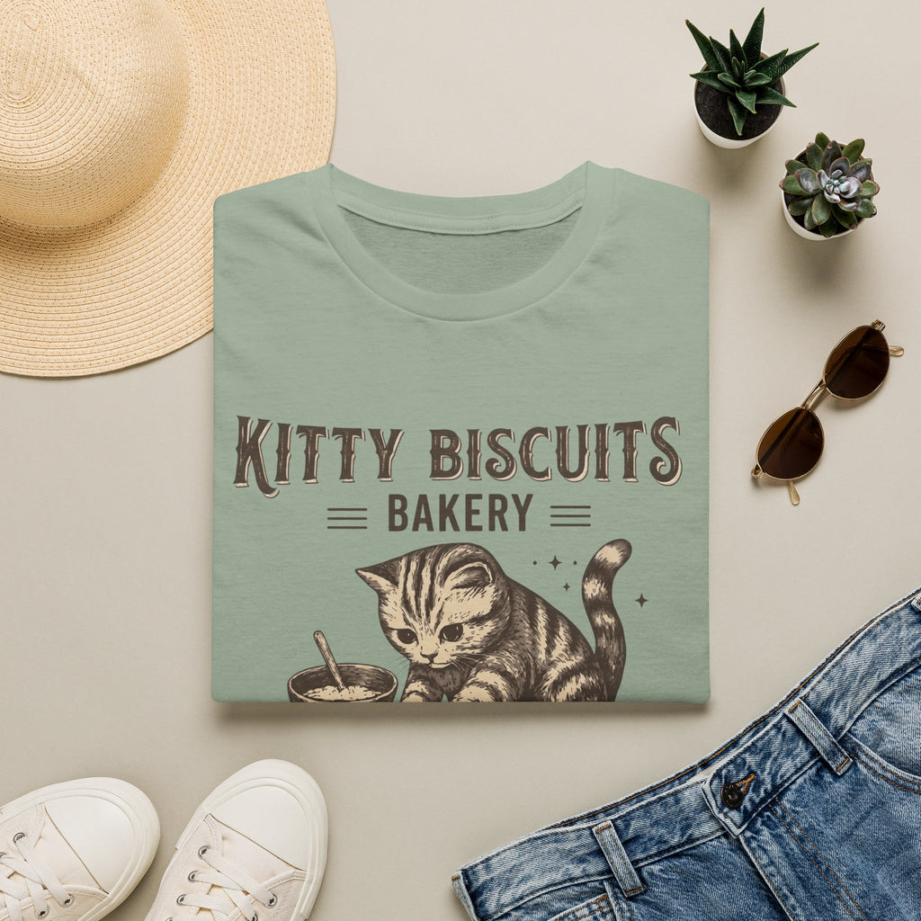 Kitty Biscuits Bakery Purr-duction Line Design T-Shirt