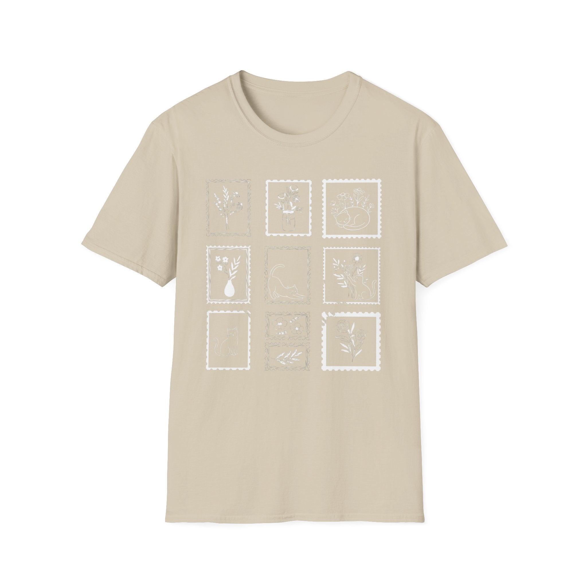 Cats & Plants Stamp Collage T-Shirt