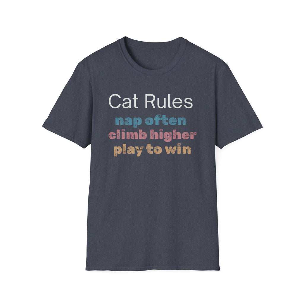 Cat Rules Nap Often, Climb Higher, Play to Win T-Shirt