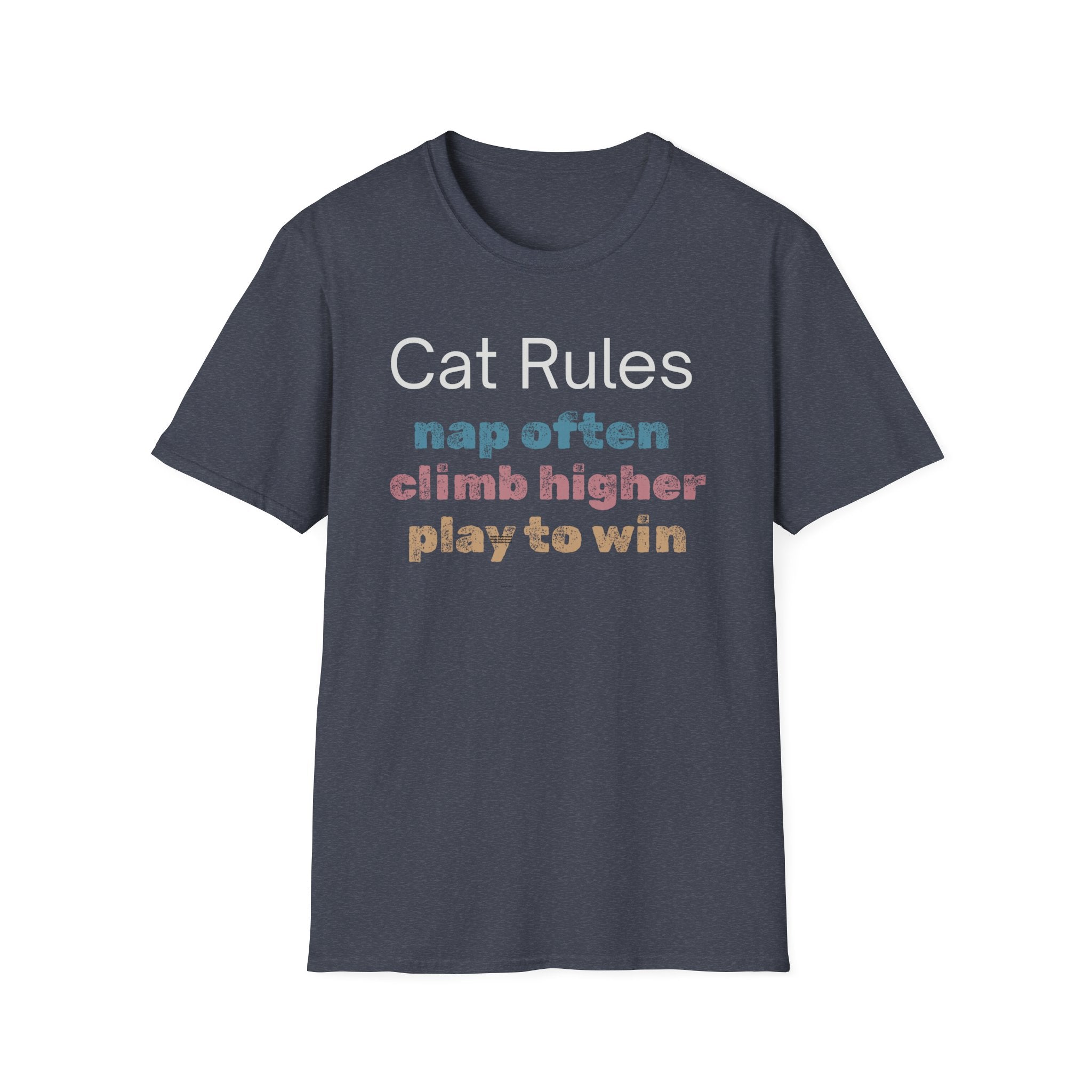 Cat Rules Nap Often, Climb Higher, Play to Win T-Shirt