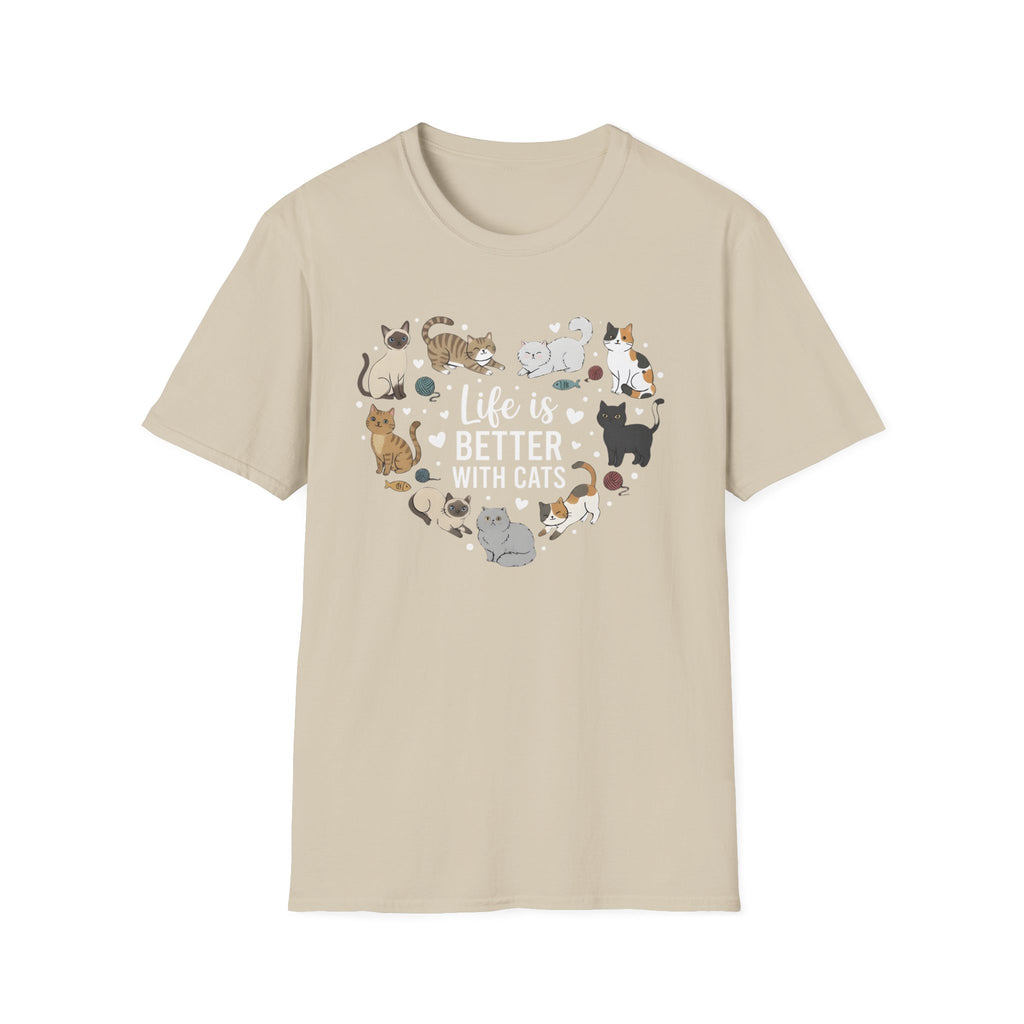 Life is Better with Cats Heart T-Shirt