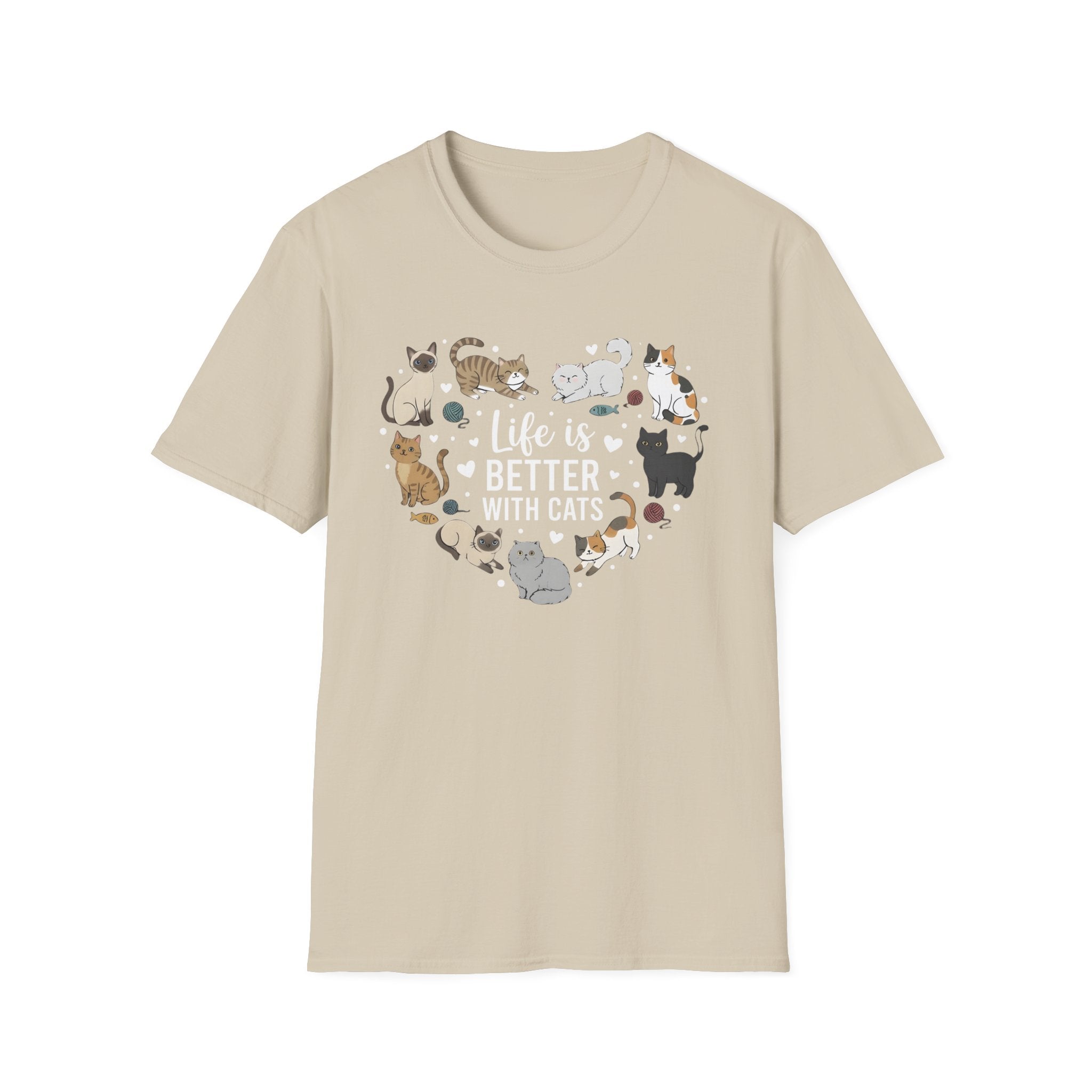 Life is Better with Cats Heart T-Shirt