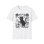 Black Cat & Coffee with Flowers T-Shirt