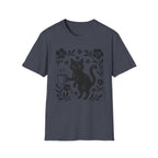 Black Cat & Coffee with Flowers T-Shirt