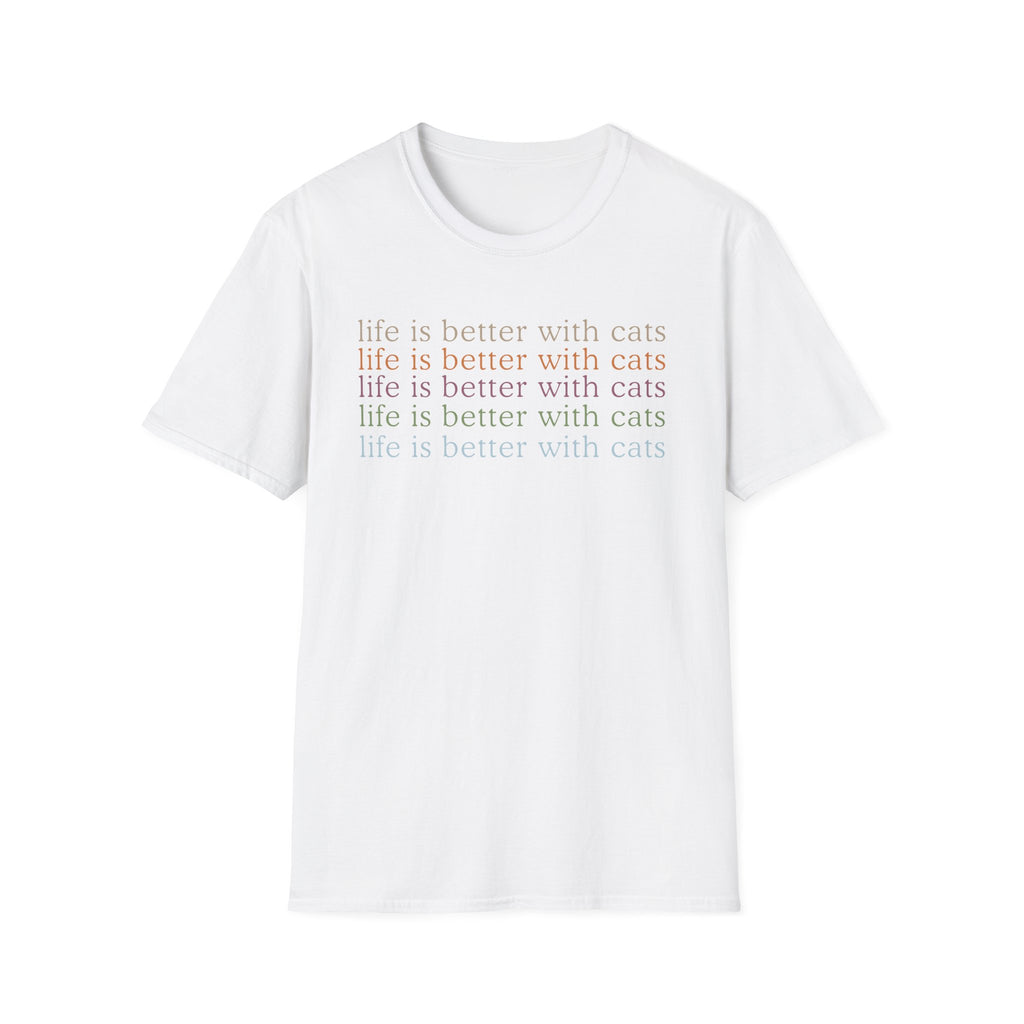 Life is Better with Cats text pattern T-Shirt