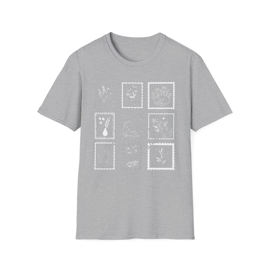 Cats & Plants Stamp Collage T-Shirt