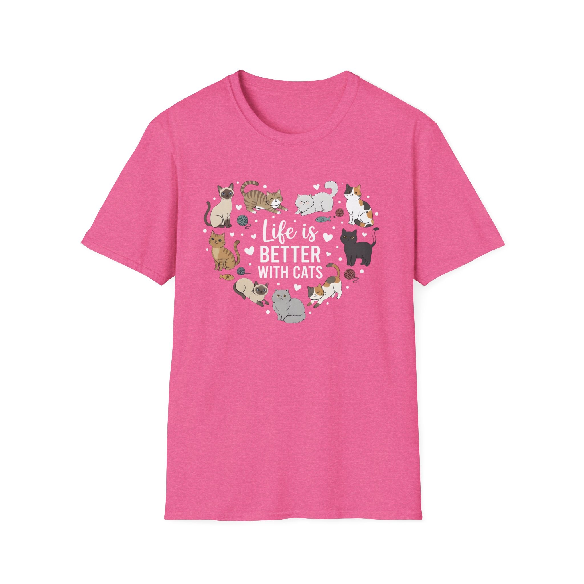 Life is Better with Cats Heart T-Shirt