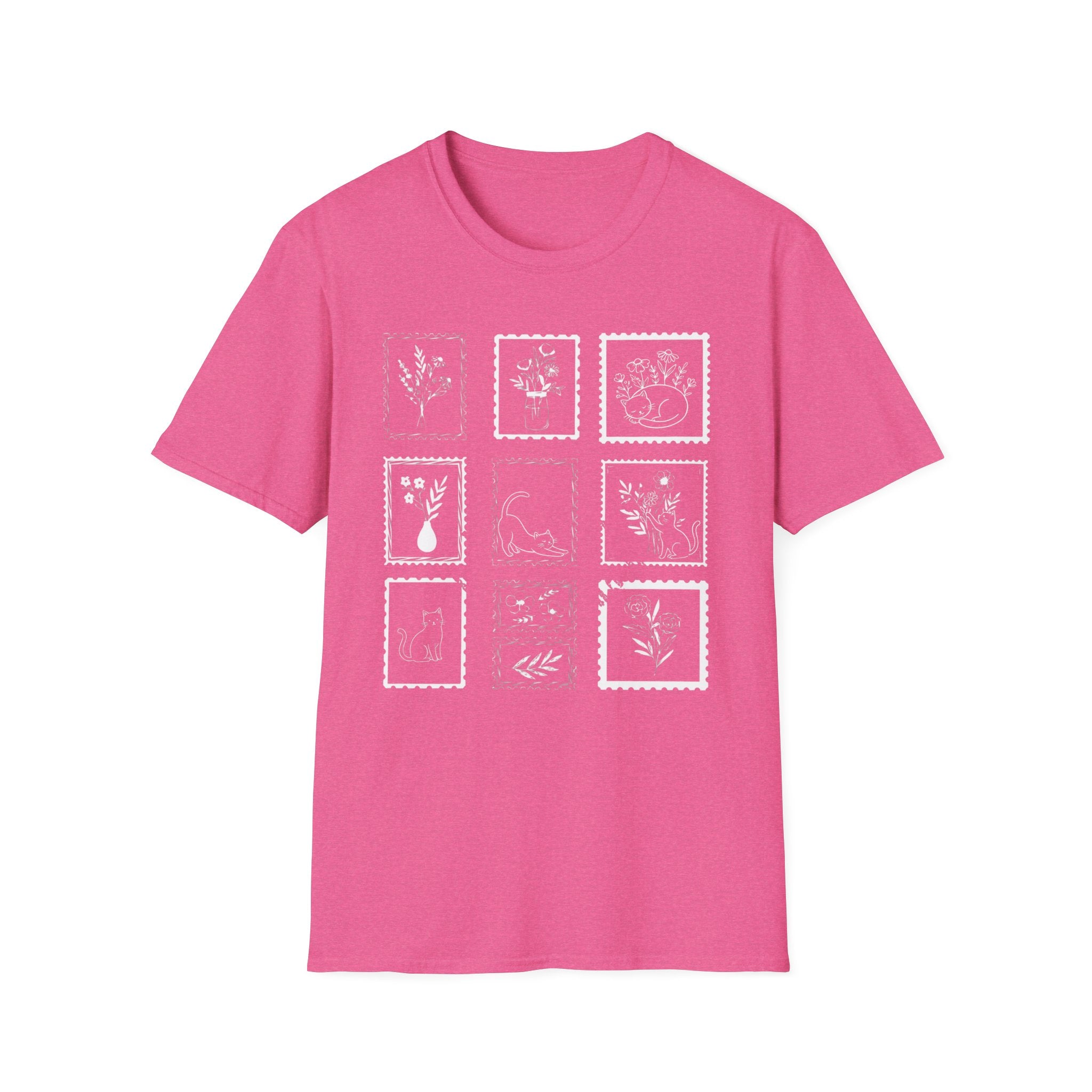 Cats & Plants Stamp Collage T-Shirt