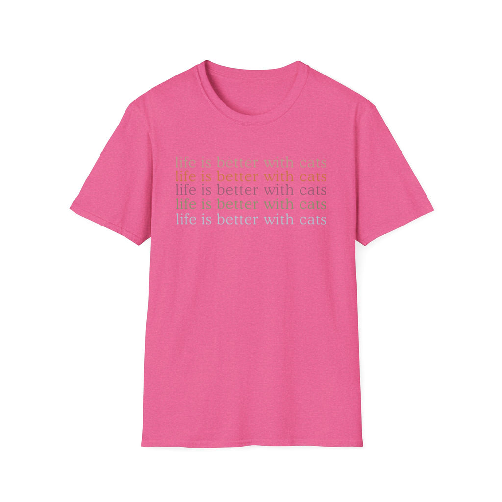 Life is Better with Cats text pattern T-Shirt