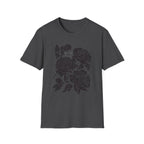 Cat Hiding in Black Flowers T-Shirt