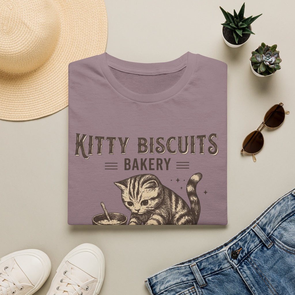 Kitty Biscuits Bakery Purr-duction Line Design T-Shirt