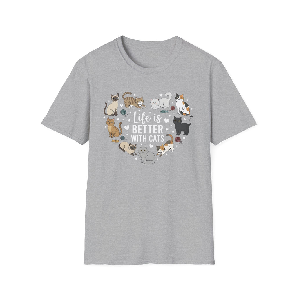 Life is Better with Cats Heart T-Shirt
