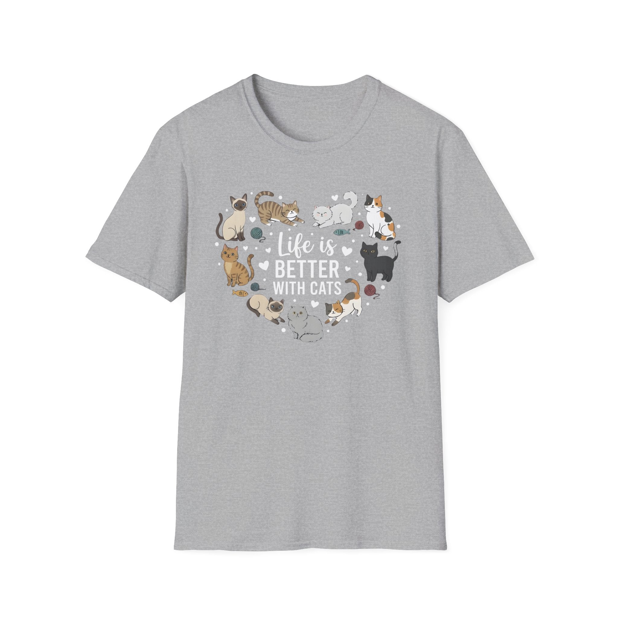 Life is Better with Cats Heart T-Shirt