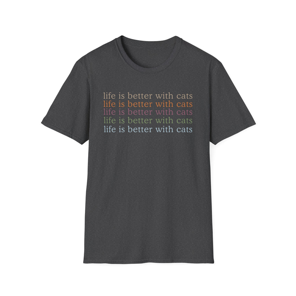 Life is Better with Cats text pattern T-Shirt