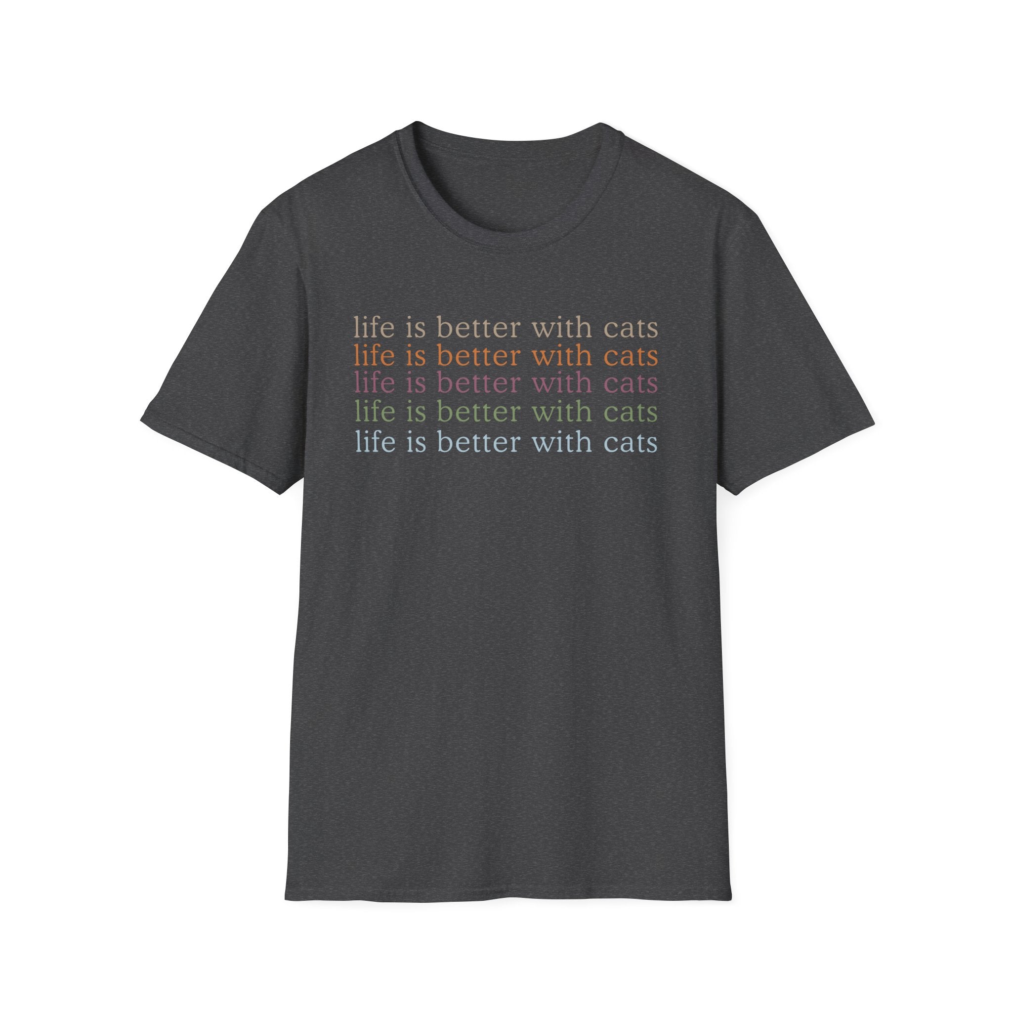 Life is Better with Cats text pattern T-Shirt