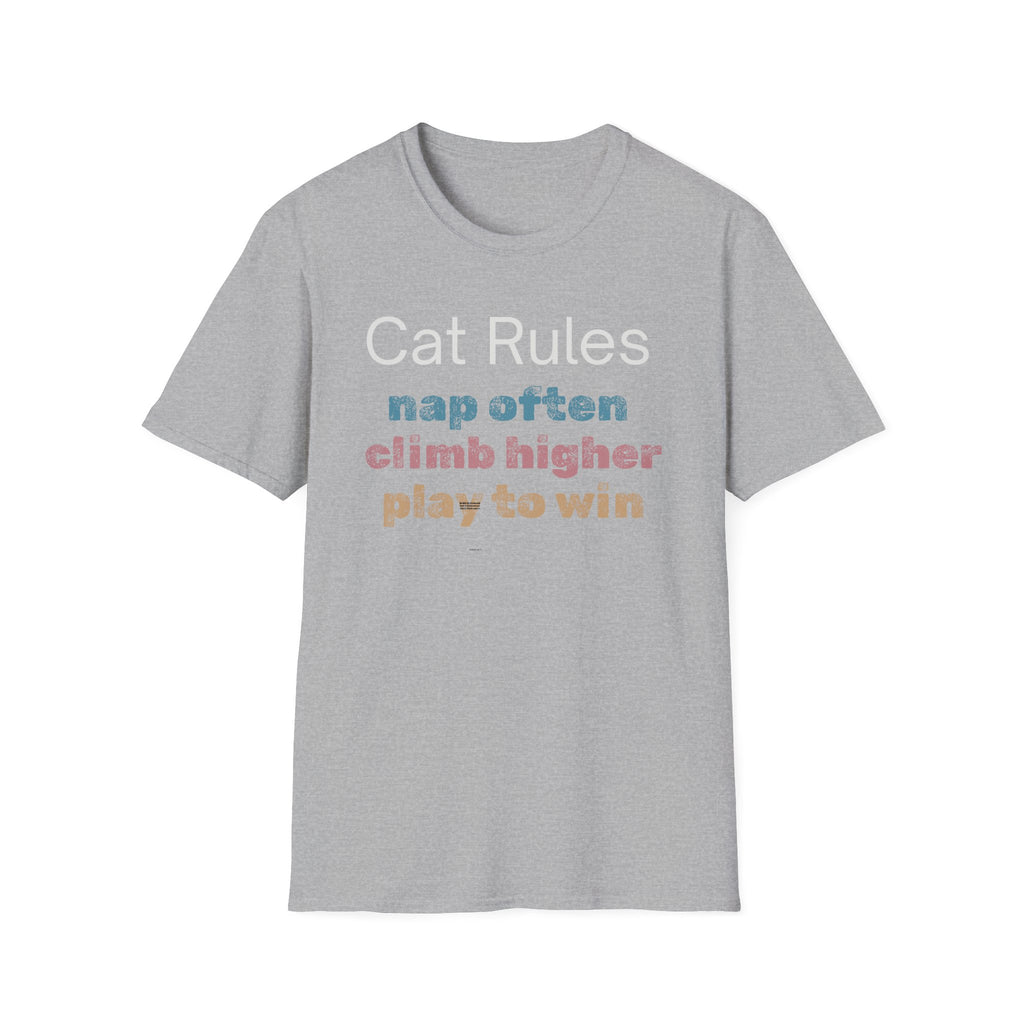 Cat Rules Nap Often, Climb Higher, Play to Win T-Shirt