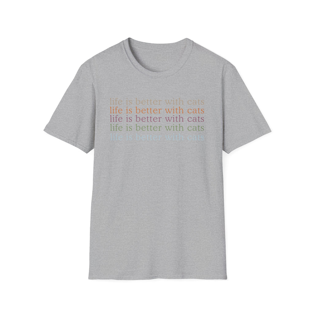 Life is Better with Cats text pattern T-Shirt
