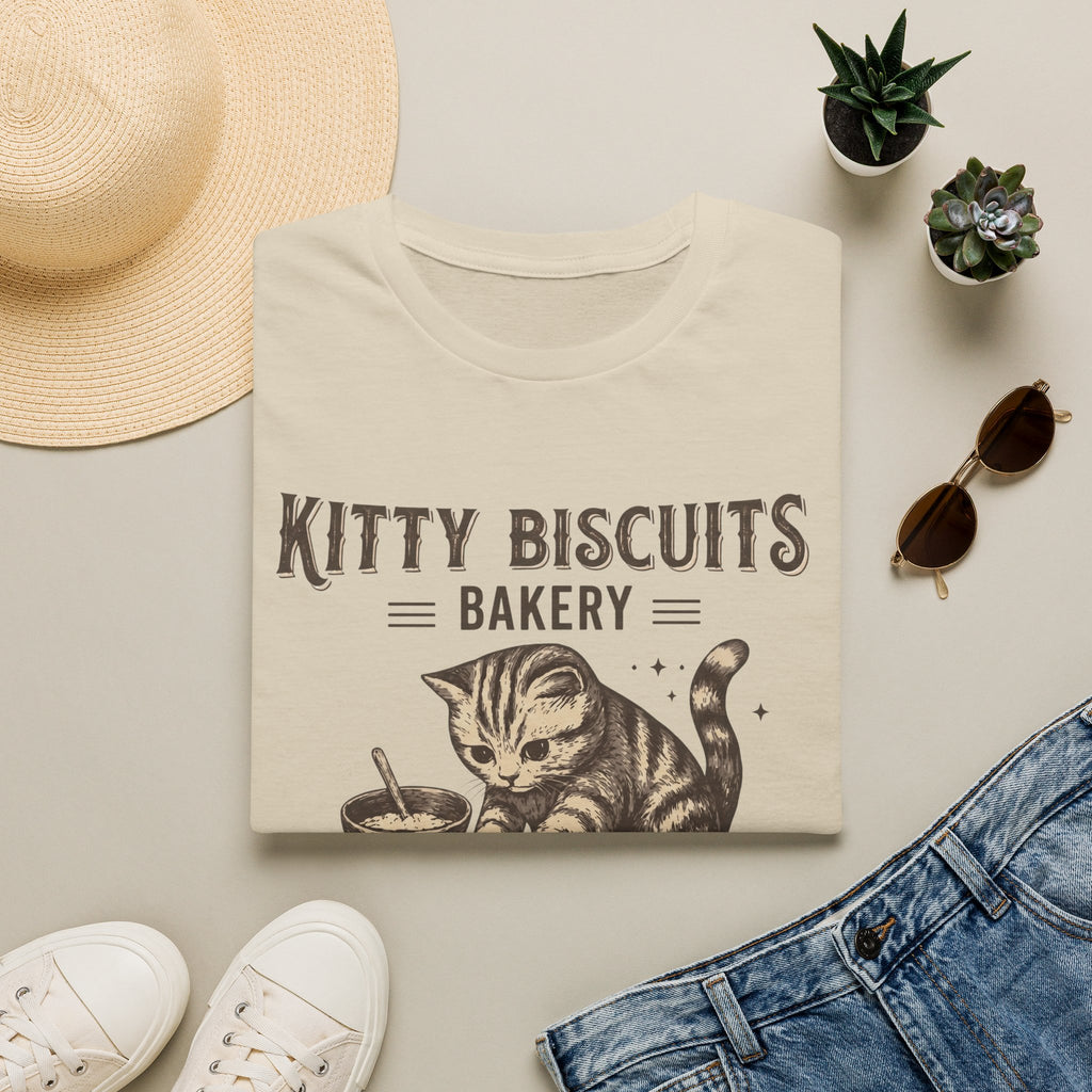 Kitty Biscuits Bakery Purr-duction Line Design T-Shirt