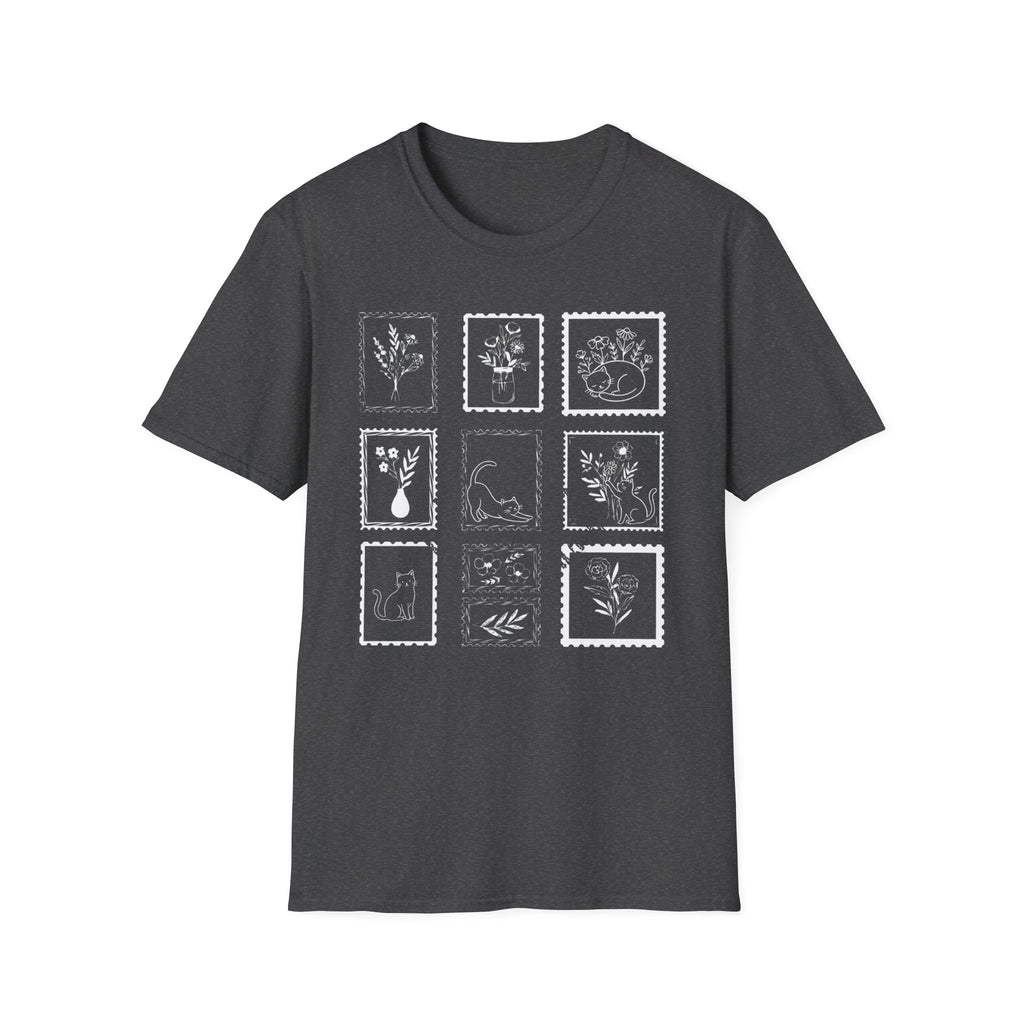 Cats & Plants Stamp Collage T-Shirt