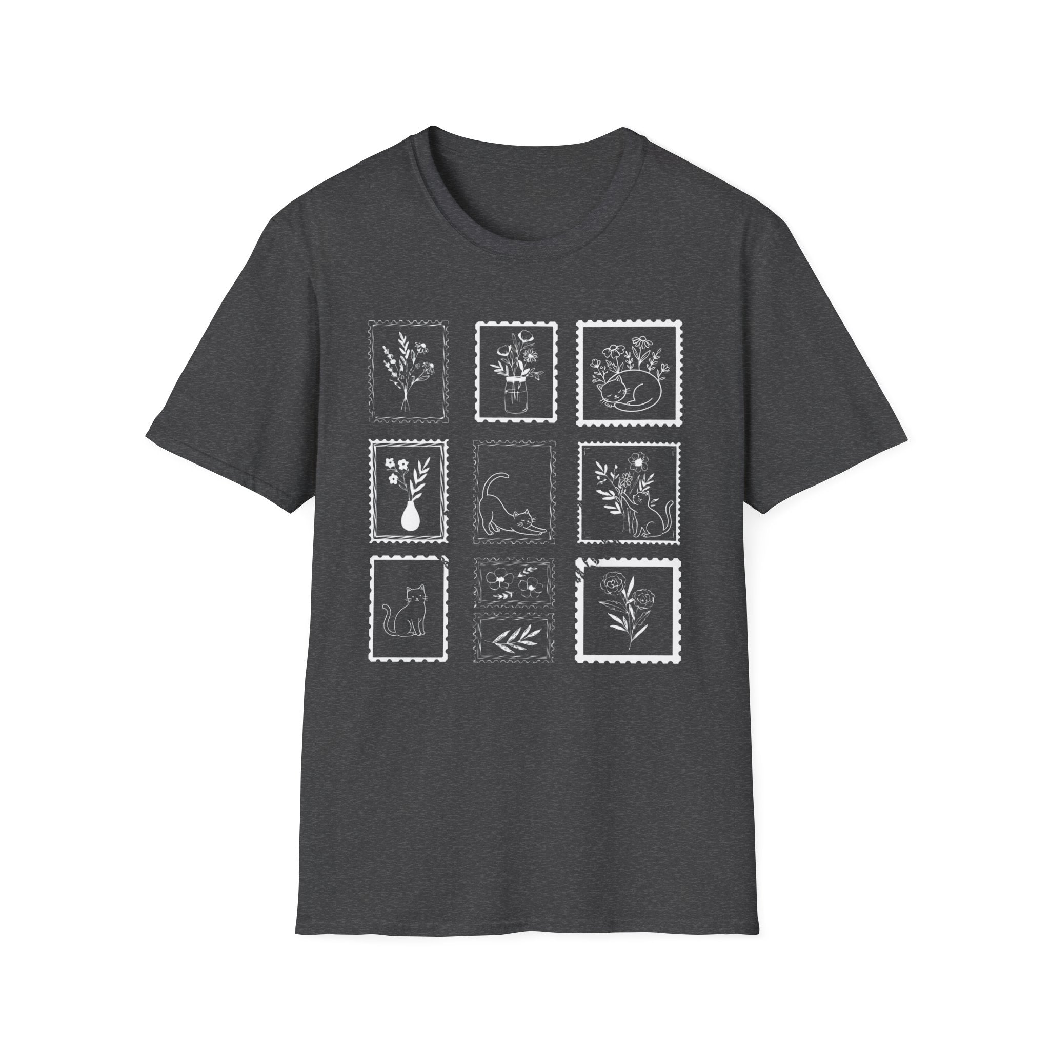 Cats & Plants Stamp Collage T-Shirt