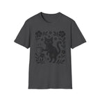 Black Cat & Coffee with Flowers T-Shirt